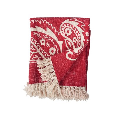 C&F Home Bandana Red July 4th Woven 50" x 60" Throw Blanket with Fringe