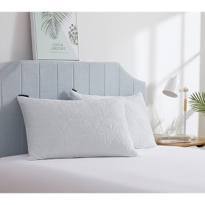 Inhand Cooling Pillows Queen Size Set of 2 , Shredded Memory Foam Pillows for Hot Sleepers, Adjustable Firm Soft Support Bed Pillows with White Cover - 1 of 4