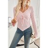 Women's Aesthetic Trendy Long Sleeve Shirt Cute Ruched Drawstring Slim Fit Pullover Tops Ribbed Clothes - 3 of 4