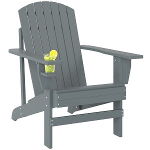Aghana Digitals Dark Gray Fir Wood Adirondack Chair with Tilted Back, Cupholder & Wide Armrests - - 1 of 4