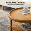 MOEPISY Round Boho Coffee Table with Storage Shelf – 2-Tier Accent Table with Beaded Trim & Curved Solid Wood Legs - 4 of 4