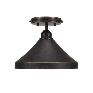 Toltec Lighting Blacksmith 1 - Light Flush Mount in  Dark Granite with 10" Dark Granite Cone Metal Shade Shade - 1 of 1