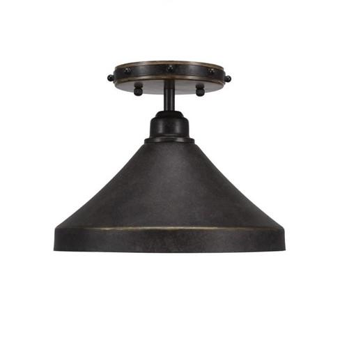 Toltec Lighting Blacksmith 1 - Light Flush Mount in  Dark Granite with 10" Dark Granite Cone Metal Shade Shade - image 1 of 1