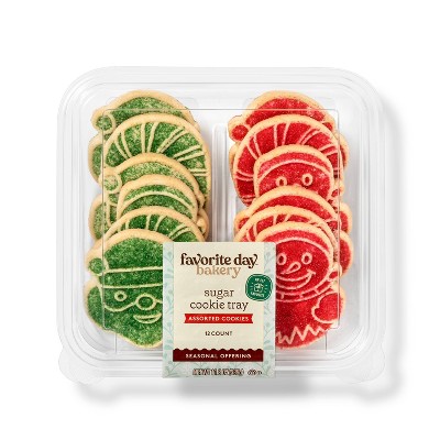 Holiday Red & Green Shaped Shortbread Cookies - 11.8oz - Favorite Day™