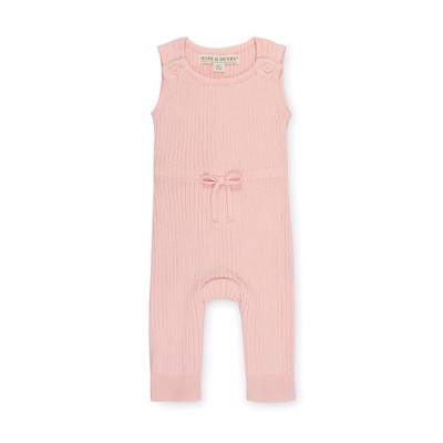 Image of Hope & Henry Baby Cinched Waist Sweater Romper (Light Pink Rib, 3-6 Months)