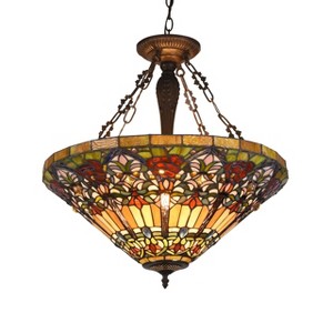 Chloe Lighting Alma Tiffany-Style 3 Light Victorian Inverted Ceiling Pendant 24`` Shade - 1 of 4