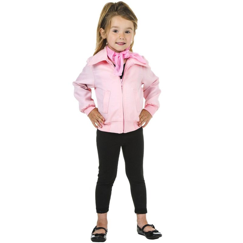 HalloweenCostumes.com 4T Girl Grease Toddler Girl's Deluxe Pink Ladies Jacket., Pink, 1 of 3