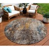 Taupe Chocolate And Copper Abstract Washable Indoor Outdoor Area Rug - 2 of 4