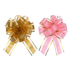 Unique Bargains Wedding Decoration Large Organza Pull Bow Gift Wrapping Ribbon 10 Pcs - 1 of 4