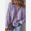 Amaryllis Women’s Long Sleeve Textured Waffle Knit Patchwork Pullover Contrast Washed Casual Fit Raw Hem - 3 of 4