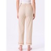 INSPIRE CHIC Women's Pajama Pants Cotton Knit Ribbed Elastic Waist Straight Leg with Pockets Loungewear - 4 of 4