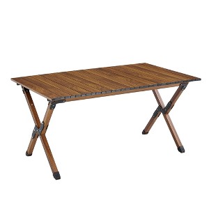 Vynxaria Brown Folding Tables - Lightweight Roll-Up Rectangular Design for Indoor & Outdoor Use - 1 of 4