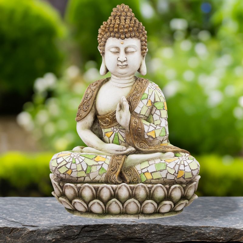 Northlight Meditating Mosaic Buddha Outdoor Ceramic Garden Statue - 19.5", 3 of 8