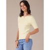 INSPIRE CHIC Women's Short Sleeve Boat Neck Lightweight Stretchy Basic Knit Casual T-Shirt - 2 of 4
