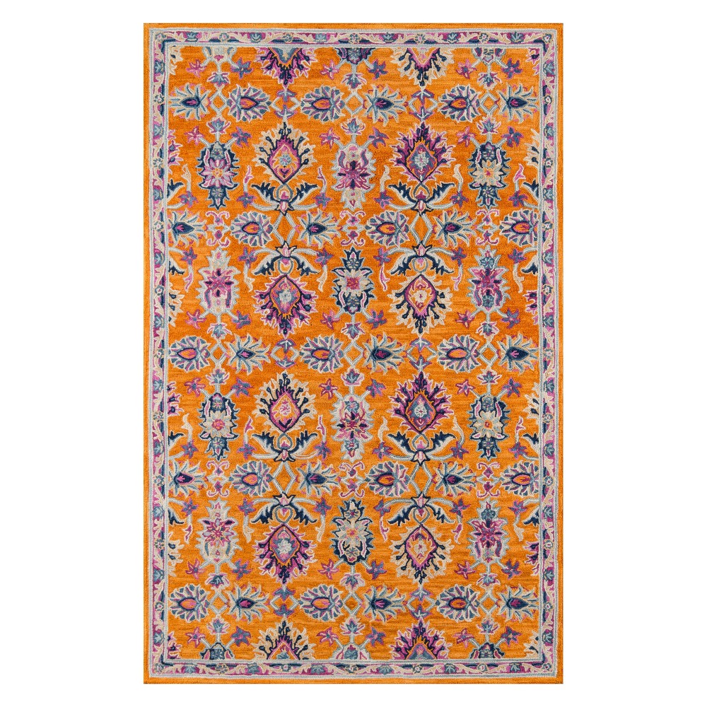 3'x5' Floral Tufted Accent Rug Orange - Momeni