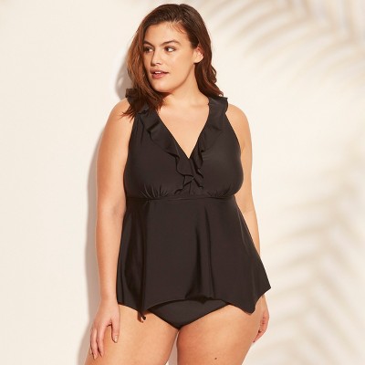 plus size ruffle top swimsuit