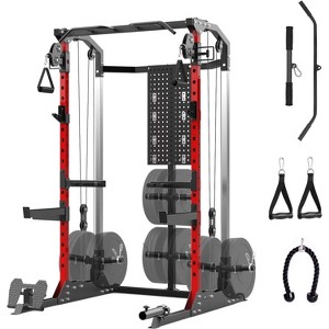 Multi-Function Power Cage 2000LB Capacity With Dual Independent Pulley System+Adjustable Cable Crossover for Home Gym&Garage Workouts - 1 of 4