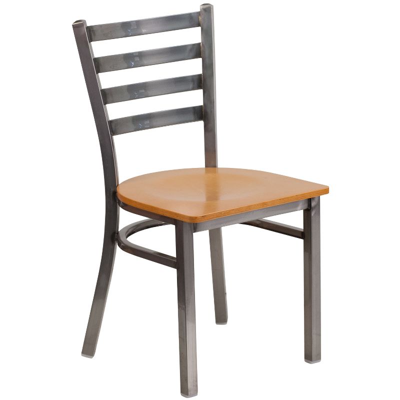 Emma and Oliver Clear Coated Ladder Back Metal Restaurant Dining Chair, 1 of 11