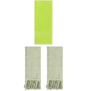 REGALWOVEN 3 Packs Solid Textured and Tassels Soft Absorbent Bathroom Hand Towel for Home Decor - 1 of 4
