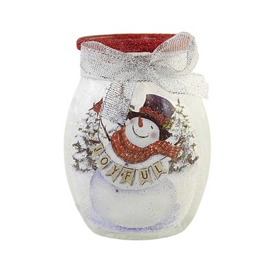 Stony Creek 4.0 Inch Joyful Winter Small Jar Pre-Lit Electric Christmas Snow Novelty Sculpture Lights