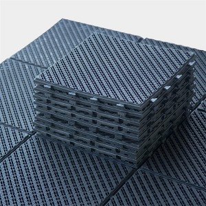Gulches 36 PCS Patio Interlocking Deck Tiles,  Square Decking Tiles, Striped Plastic Outdoor Flooring Tile for Balcony Porch Backyard, Dark Gray - 1 of 4
