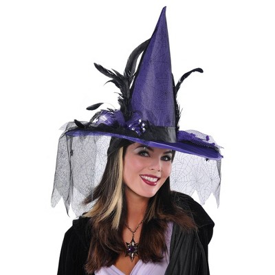 Adult Deluxe Witch Hat Purple Halloween Costume Headwear