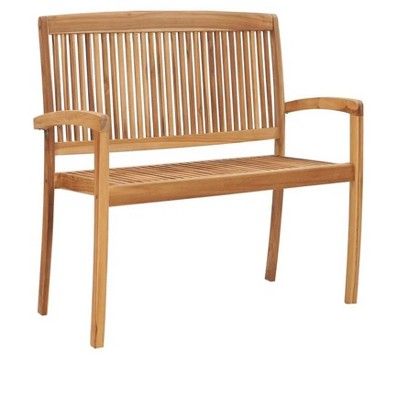 2-Seater Stacking Patio Bench 50.6" Solid Teak Wood