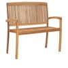 Stacking Patio Bench with Cushion 50.6" Solid Teak Wood - 2 of 4