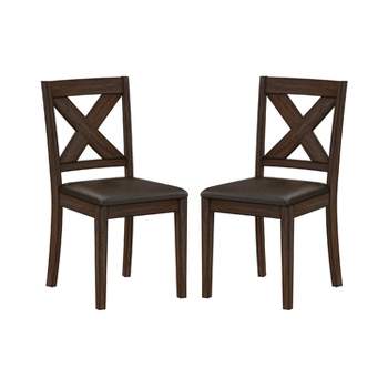 Set of 2 Spencer Wood X - Back Dining Chairs Dark Espresso Wire Brush - Hillsdale Furniture