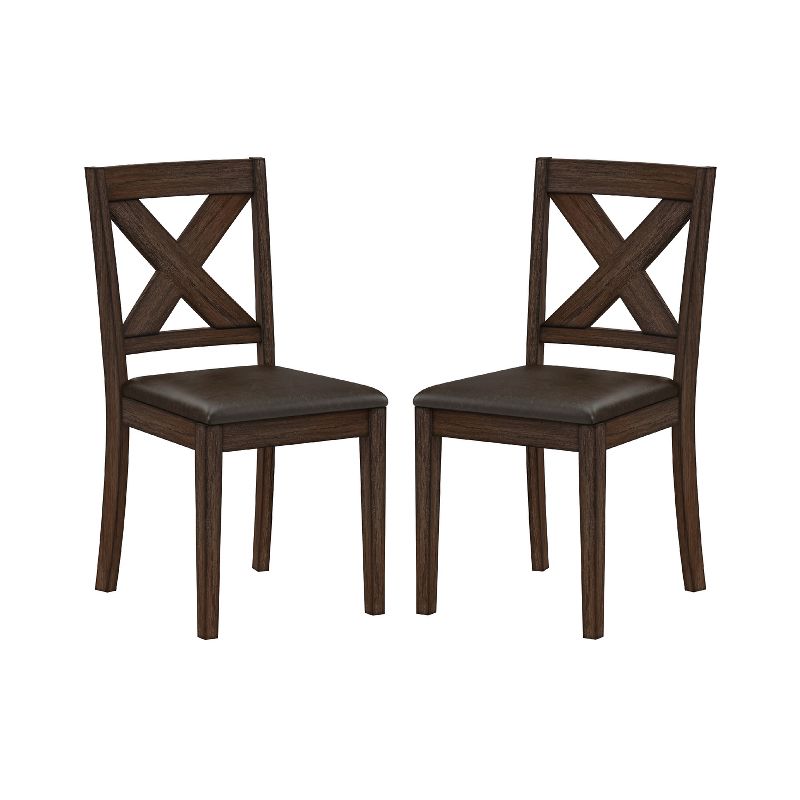 Set of 2 Spencer Wood X - Back Dining Chairs Dark Espresso Wire Brush - Hillsdale Furniture, 1 of 14