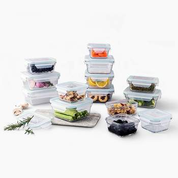 4pk (8pc) 1c Round Glass Food Storage Container Set Blue - Room Essentials™