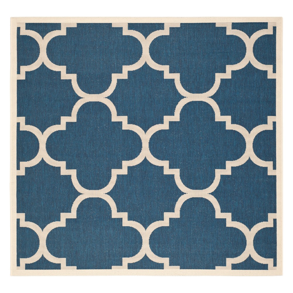 6'7in x 6'7in Richmond Square Outdoor Rug Navy/Beige - Safavieh