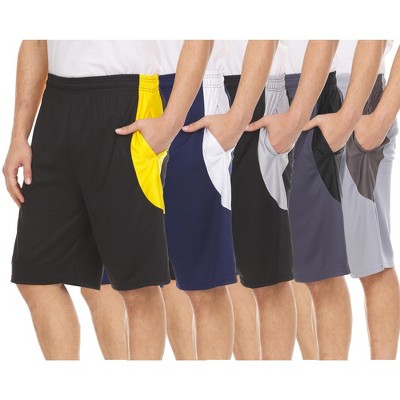 Mens Moisture Wicking Athletic Basketball & Gym Workout Shorts with Pockets Multipack, Up to 3XL, Pack of 5