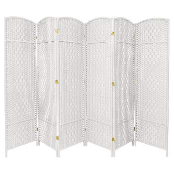 7 ft. Tall Diamond Weave Room Divider - White (6 Panels)