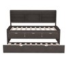 NicBex Twin Size Platform Bed Modern Pine Bed Frame with Trundle, Open Storage Bookshelves and 3 Drawers for Bedroom, No Box Spring Required, Brown - 3 of 4