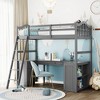 NicBex Full Size Bunk Bed with Desk Loft Bed Pine Frame Bed Frame with Storage Drawers, Cabinets, Guardrails and Inclined Ladder - 2 of 4