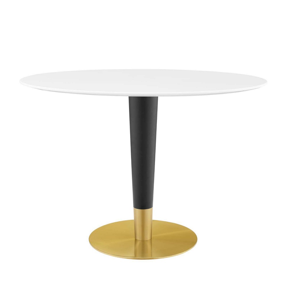 Photos - Dining Table Modway 42" Zinque Oval Wood  Gold/White  