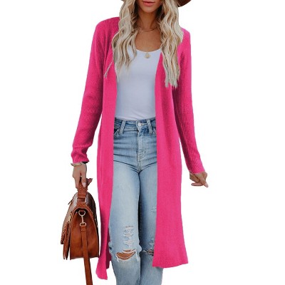 Clearlove Women's Ultra-Long Open Front Knit Duster with Side Vents Flowing Layering Essential for Transitional Seasons