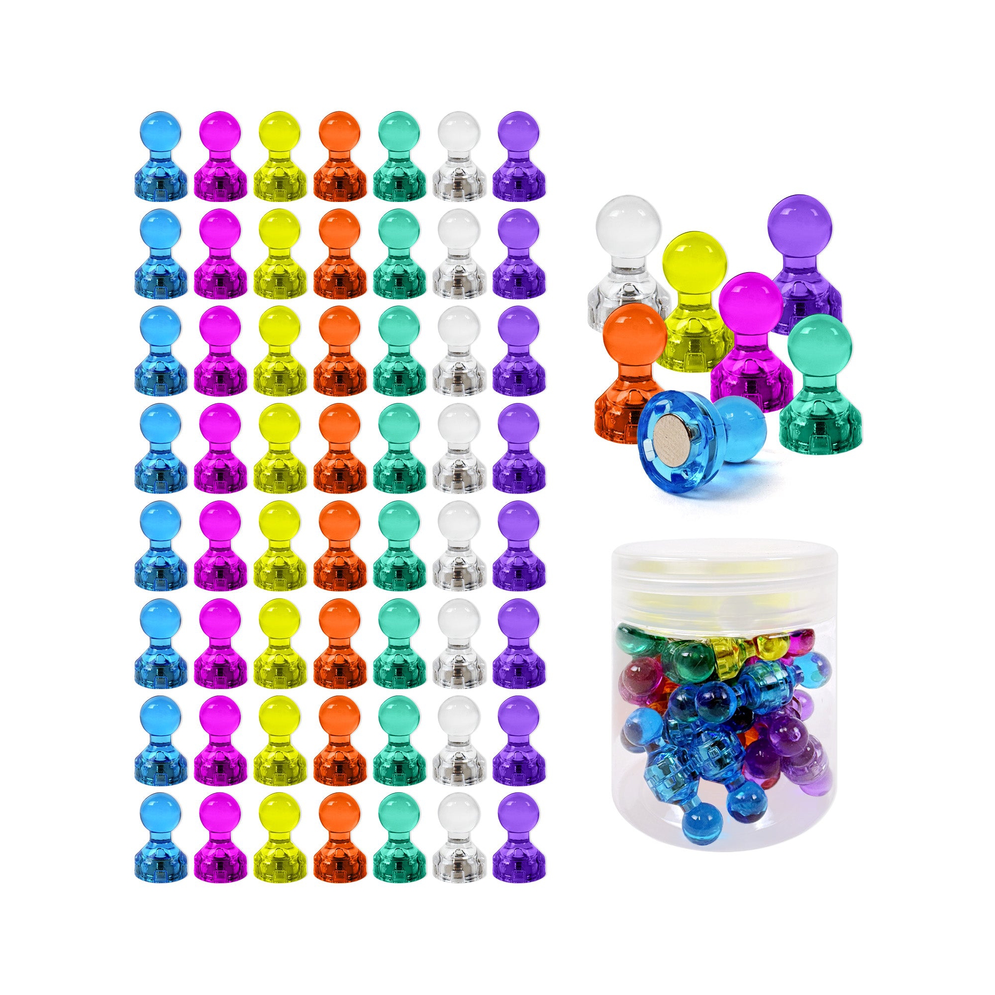 Wrapables Colorful Push Pin Magnets for Office Whiteboard, Home, Kitchen, Refrigerator (56pcs)