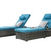 Outdoor Patio Lounge Chairs Set of 2,Adjustable Back Tanning Recliner Lounge with Cushions,Poolside Chaise Lounge with Storage-Coolbibila - 3 of 4