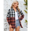 WhizMax Womens Plaid Shirts Button Down Color Block Long Sleeve Patchwork Lightweight Shirts Blouse Top Shacket Jacke - 2 of 4