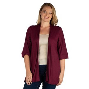 24seven Comfort Apparel Women's Plus Open Front Cardigan - 1 of 3