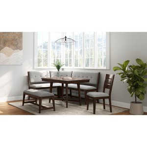 5-Piece Dining Set with Curved Bench, Backless Bench and 2 Side Chairs - 1 of 4