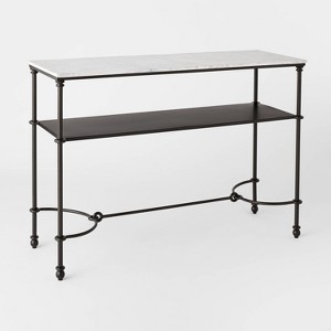 Metal and Marble Console Table with Shelf White Carrara Marble/Dark Bronze - Threshold™ designed with Studio McGee - 1 of 4