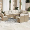 vidaXL 11 Piece Patio Sofa Set with Cushions - Beige and Cream With Table - 2 of 4