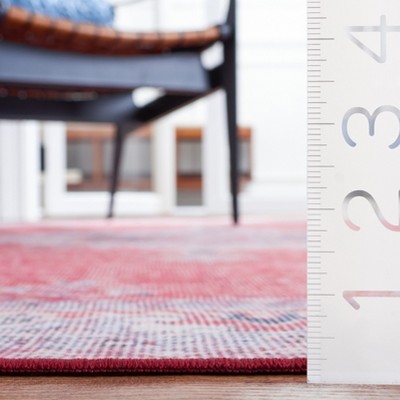 Red and Beige Traditional Washable Synthetic Area Rug, 3' x 5'