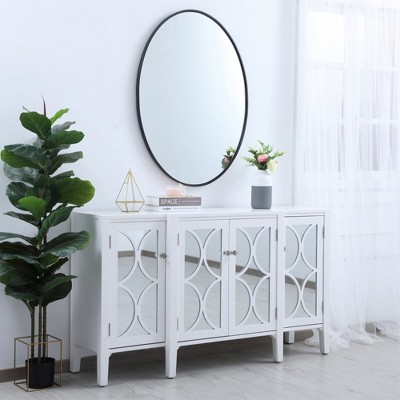 40-Inch Black Oval Metal Frame Mirror