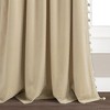 Luxury Vintage Velvet With Silky Pompom Trim Window Curtain Panel Taupe Single 52X84 - 4 of 4