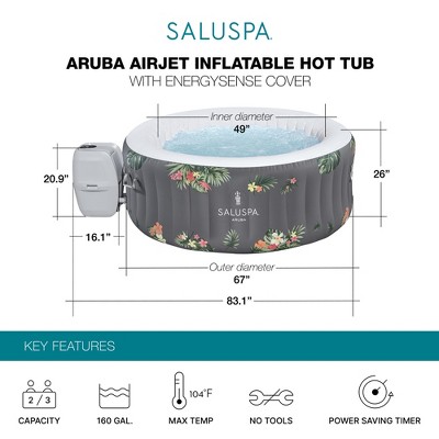 Bestway SaluSpa Aruba 3-Person Gray Inflatable Hot Tub with AirJets