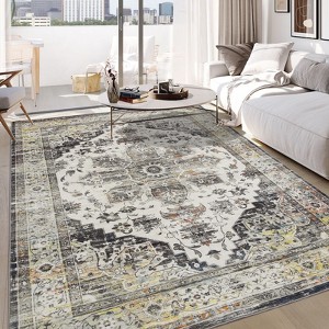 Area Rug, Machine Washable Rug, Stain Resistant Non-Slip Kitchen Rug, Traditional Distressed Accent Rug, Vintage Carpet for Bedroom, Dining Room - 1 of 4